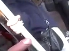 Cock out on the train just inches from her hand