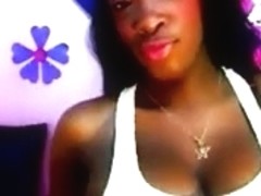 Gorgeous Ebony chick flashing her big boobs on camera