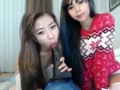 Two Skinny Asian Webcam Teens Playing.