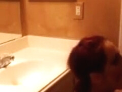 Redhead gets it in the bathroom