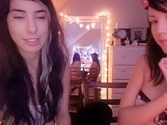 Hot lesbian teens kiss in porn video