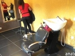 Hairdresser ass fucked by her customer to earn extra money