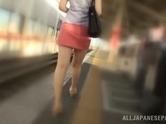 Nasty Asian babe with big boobs gets public fucking