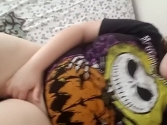 Sub plays with pussy while daddy is at work