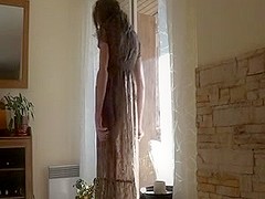 Amateur wife in long dress