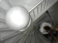 Couple doing doggy style on stairs and caught on cam