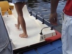 Blond sucks penis on a boat in full view of the town