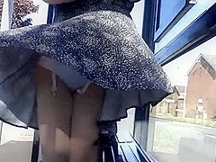 white lace windy upskirt stockings