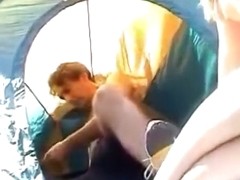 Horny girl has 69 and cowgirl sex with her bf in a tent