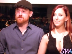 Redhead Couple Arrives For A Meet And Greet At Swingers