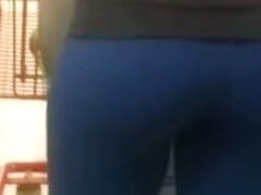 Nice sexy booty latina woman in blue leggings