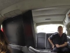 Doggystyled female cabbie sprayed with cum