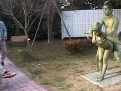 Cosplay Porn: Public Painted Statue Fuck part 2