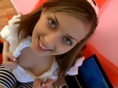 Spunky-Bee-Teen stripping in front of a webcam