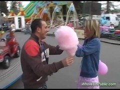 cute Chick rides tool in fun park