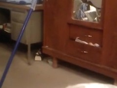Lol !!! girl watches porn, while she rides a broomstick !!!