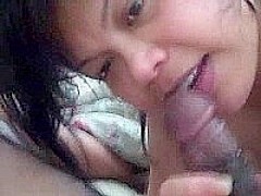 Chubby Asian girl sucking a cock