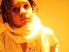 Toilet spy cam records the amateur girl in the scarf