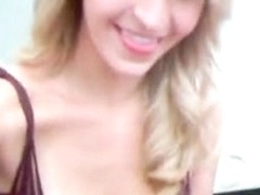 Blonde hottie masturbates on webcam