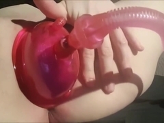 Pumping Her Wet Shaved Pussy In A Close-up