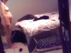 Pregnant girl watches herself getting fucked in the mirror
