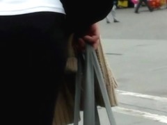 A sweet ass girl showing her bum on a hidden cam