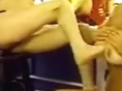 Crazy busty retro bitches foot fucking