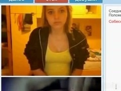 immature slut sucks on a webcam show