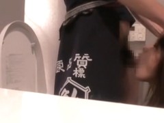 Leggy Japanese bimbo gets banged hard in the toilet