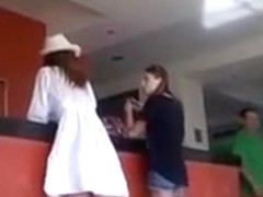 Short white dress blows for amateur upskirt video