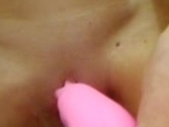 Nerdy sweetheart masturbates with pink toy