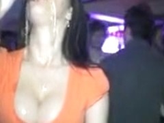 Tasty beer dripping onto her gorgeous tits