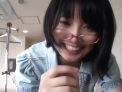 Japanese teen with glasses blowjob with cum in mouth