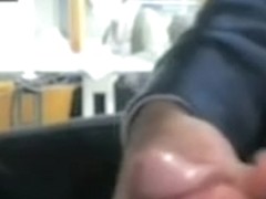 Man flashing his cock to colleague at the working place.