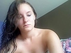 Teen brunette fucks herself on webcam