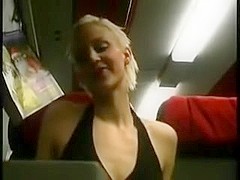 Carefree girl has sex on late night train