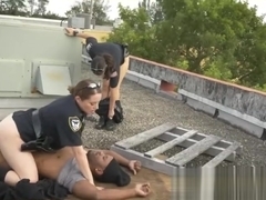 Milf cops bang black guy at a roof