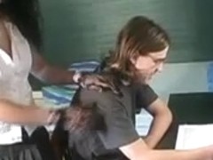 Mature French teacher giving a young cock a handjob